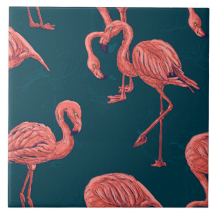 Lebendige Korallen-Flamingo-Muster Fliese