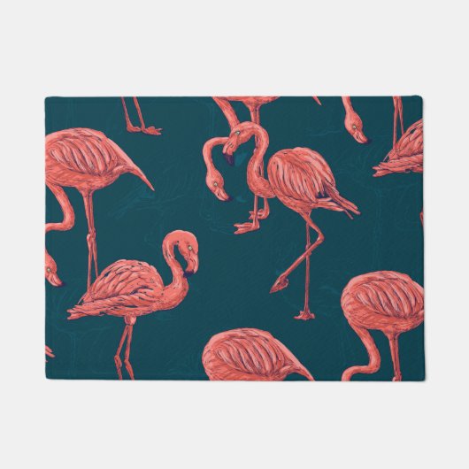 Lebendige Korallen-Flamingo-Muster Fußmatte (Vorderseite)