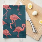Lebendige Korallen-Flamingo-Muster Geschirrtuch (Viertel Falte)