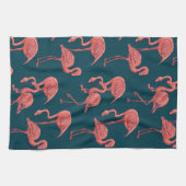 Lebendige Korallen-Flamingo-Muster Geschirrtuch (Horizontal)