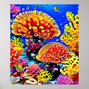 Lebendige Korallenriff-Meeres-Wunder-Kunst Poster
