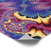 Lebendige Kosmische Fraktalwelle Abstrakte Kunst Poster (Ecke)
