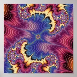 Lebendige Kosmische Fraktalwelle Abstrakte Kunst Poster