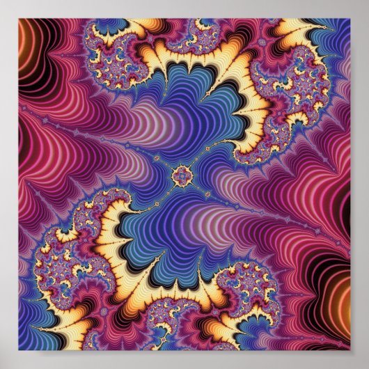 Lebendige Kosmische Fraktalwelle Abstrakte Kunst Poster (Vorne)