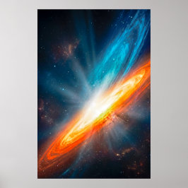 Lebendige Kosmische Galaxie Sci-Fi Orange Blau Poster