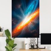 Lebendige Kosmische Galaxie Sci-Fi Orange Blau Poster (Heimbüro)
