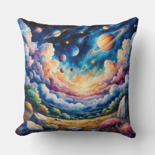 Lebendige kosmische Landschaft mit Planeten Kissen