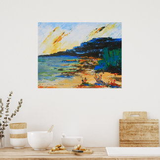 Lebendige Küstenlandschaft Poster