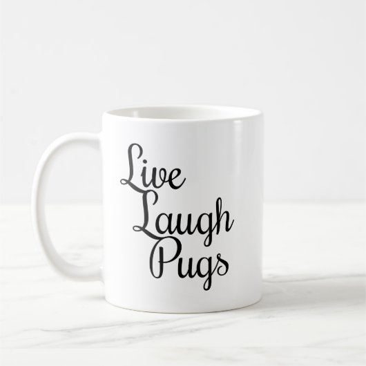 Lebendige Lachende Mops Kaffeetasse (Links)