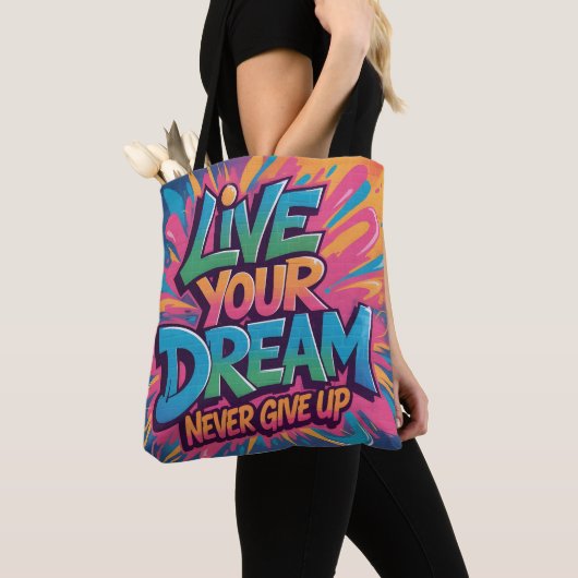 Lebendige "Leb Deinen Traum" Graffiti-Wandkunst Tasche (Von Nahem)