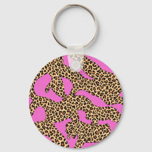 Lebendige Leopard-Silhouette-Kunst Schlüsselanhänger