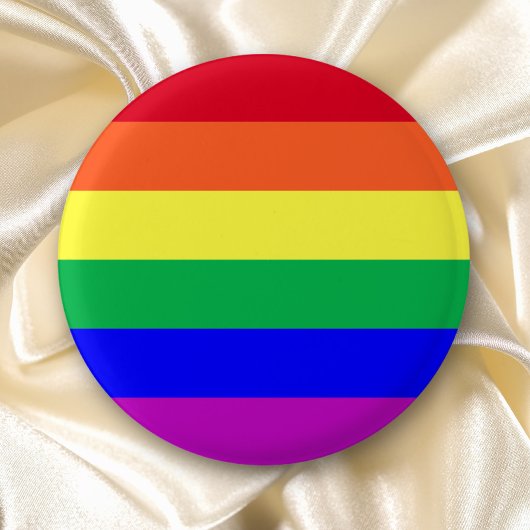 Lebendige, leuchtende Regenbogenstreifen in Farbe  Button