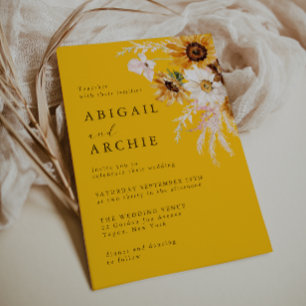 Lebendige Leuchtende Sonnenblumen Florale Hochzeit Einladung