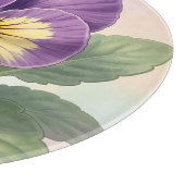 Lebendige lila-gelbe Stiefmütterchen-Blume Botanis Schneidebrett (Ecke)