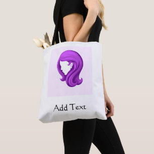 Lebendige lila Haartöne Mädchen Gesicht Text hinzu Tasche