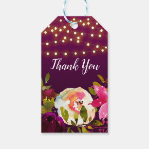 Lebendige Lila Helle Kühne Blumen Brautparty Geschenkanhänger