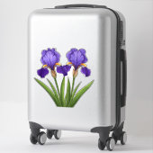 Lebendige lila Iris-Blumen mit grünen Blättern Aufkleber (Koffer)