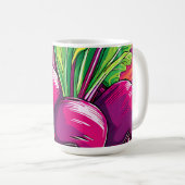 Lebendige lila Rüben Pop Art Kaffeetasse (VorderseiteRechts)
