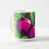Lebendige lila Rüben Pop Art Kaffeetasse (Vorderseite Links)