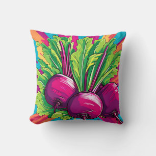 Lebendige lila Rüben Pop-Art Kissen