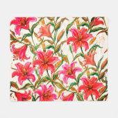 "Lebendige Lilienblüte: Impasto-Blumenmuster" Fleecedecke (Vorderseite (Horizontal))