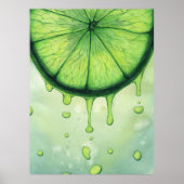 Lebendige Limettengrün-Scheibe Aquarell-Kunst Poster (Vorne)