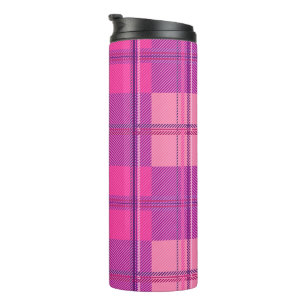 Lebendige Magenta-Rosa-Kariert-Ästhetik Thermosbecher