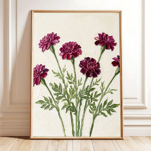 Lebendige Magenta-Tagetes-Minimalist-Wandkunst Poster