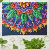 Lebendige Mandala-Kunst Geschirrtuch (Gefaltet)
