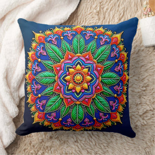 Lebendige Mandala-Kunst Kissen