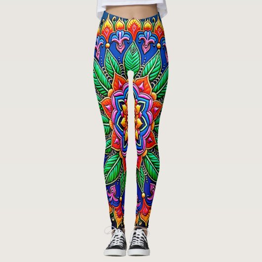 Lebendige Mandala-Kunst Leggings (Vorderseite)