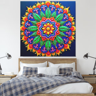 Lebendige Mandala-Kunst Leinwanddruck