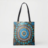 Lebendige Mandala-Punktmuster-Tasche mit Blau und Tasche (Vorderseite)