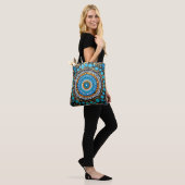 Lebendige Mandala-Punktmuster-Tasche mit Blau und Tasche (Am Model)