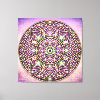 Lebendige Mandala-Wandkunst – Farbige geometrische Leinwanddruck