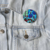 Lebendige Maximalistische Blaue und Grüne Florale Button (Beispiel)
