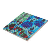 Lebendige Maximalistische Blaue und Grüne Florale Fliese (Seite)