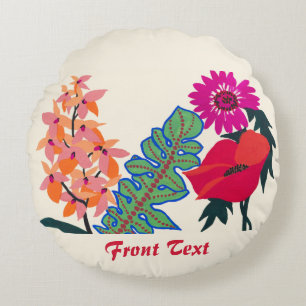 Lebendige Maximalistische Boho-Floral-Garten-Kunst Rundes Kissen