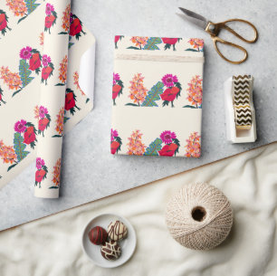 Lebendige Maximalistische Boho Florale Garten Kuns Geschenkpapier