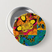 Lebendige maximalistische rosa und türkisfarbene S Button (Vorne & Hinten)