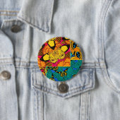 Lebendige maximalistische rosa und türkisfarbene S Button (Beispiel)