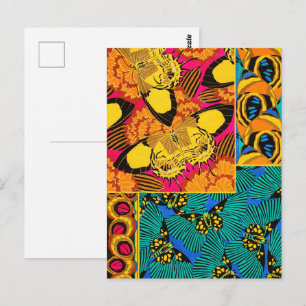 Lebendige maximalistische rosa und türkisfarbene S Postkarte