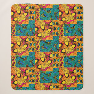Lebendige maximalistische rosa und türkisfarbene S Sherpadecke