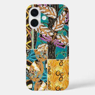 Lebendige maximalistische Teal- und violette Schme iPhone 16 Hülle