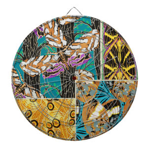 Lebendige maximalistische Teal- und violette Schme Dartscheibe