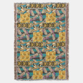 Lebendige maximalistische Teal- und violette Schme Decke (Vorderseite Vertikal)