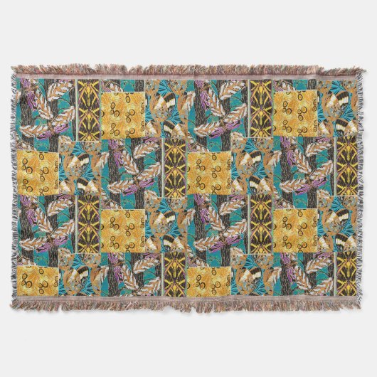 Lebendige maximalistische Teal- und violette Schme Decke (Vorderseite)