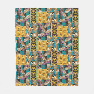 Lebendige maximalistische Teal- und violette Schme Fleecedecke
