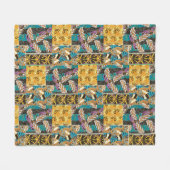 Lebendige maximalistische Teal- und violette Schme Fleecedecke (Vorderseite (Horizontal))