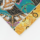 Lebendige maximalistische Teal- und violette Schme Fleecedecke (Ecke)
